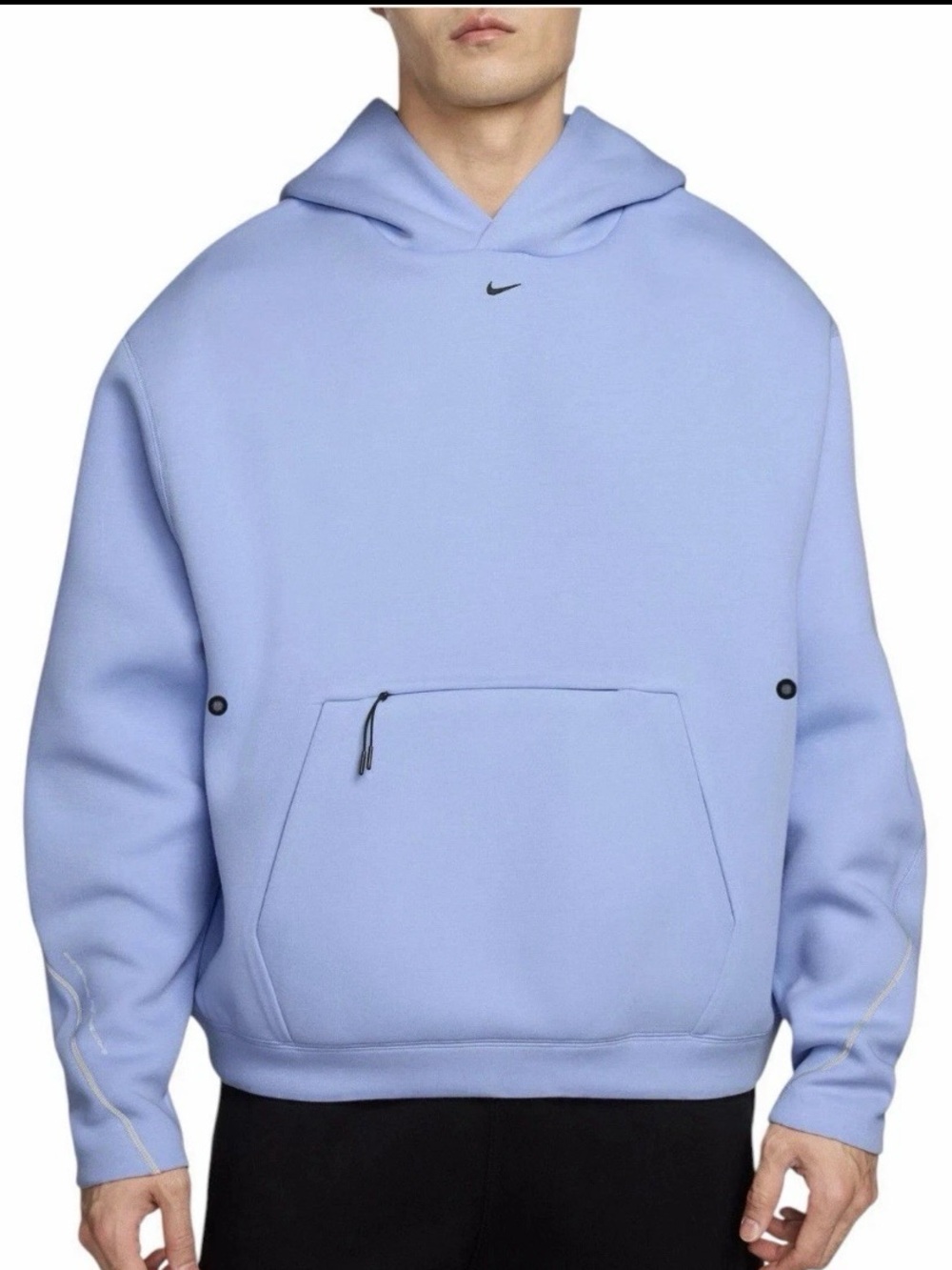 Nike Tech Oversized Fleece Hoodie Mens Blue Kangaroo Pocket Pullover JAX1062